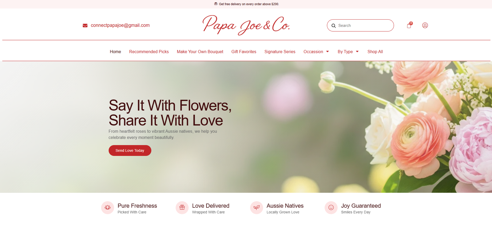 Papa Joe & Co Ecommerce Website